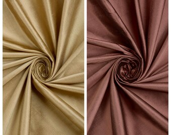 Shantung Silk Fabric Sample for Custom Curtains & Window Drapes. Golden Beige/ Cognac Red/ Brown. Blackout Add-On for Bedroom/ Nursery.