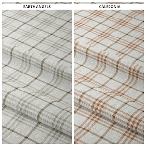 Checkered Plaid Curtains. Custom Window Drapes for Nursery, Bathroom & Kitchen. Blackout Option. Linen White/ Muted Orange/ Pale Brown