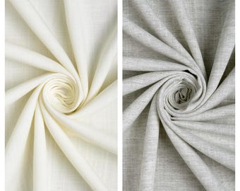 Plain Linen Texture Fabric by Yard for Curtains, Shades, Valances, Bed Runners, Cushion Covers, Pillows & Home Decor. White/ Gray