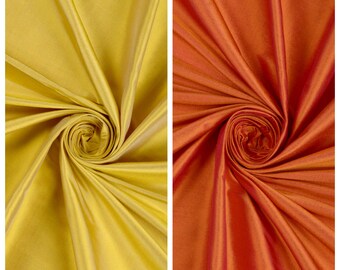 Shantung Silk Fabric Sample for Custom Curtains & Window Drapes. Saffron Orange/ Yellow. Blackout Add-On for Bedroom/ Nursery.