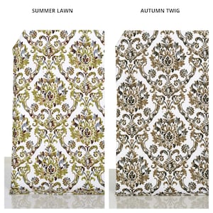 Floral Damask Print Fabric Sample for Custom Roman Shades & Window Blinds. Green/ Brown/ Coffee/ Gray. Blackout Add-On for Bedroom/ Nursery.