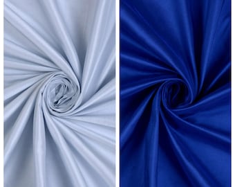 Shantung Silk Fabric Sample for Custom Curtains & Window Drapes. Sapphire Blue/ Ice Blue. Blackout Add-On for Bedroom/ Nursery.