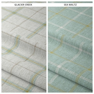 Checked Plaid Fabric Curtains. Custom Window Drapes for Dining, Kitchen, Bedroom, Nursery. Blackout Option. White/ Blue/ Green/ Aqua Blue