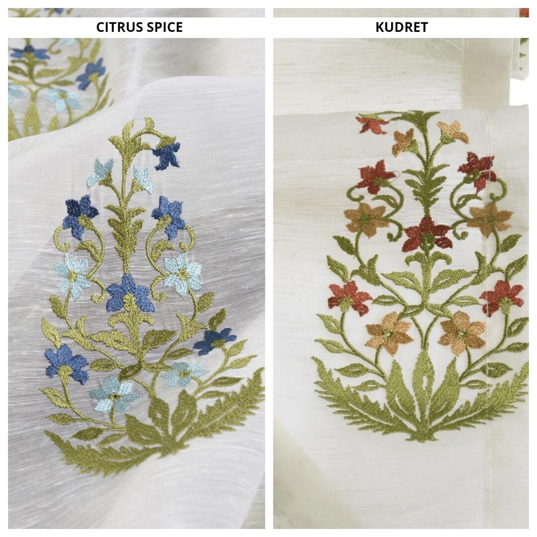 Embroidered Sheer Fabric Sample for Custom Curtains & Window Drapes ...