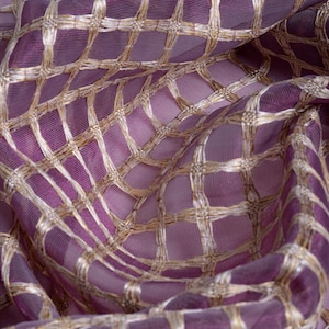 Sheer Roman Shades with Embroidery. Custom Designer Window Blinds for Living, Dining, Kitchen, Kids Bedroom, Office, Study. Purple/ Gold