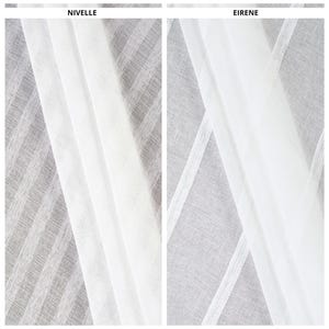 White Striped Sheer Curtains. Custom Length/ Width Drapes. Textured Window Drapery for Living, Dining, Kitchen, Bathroom, Study, Bedroom.