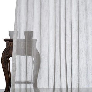 Gray Textured Sheer Fabric by the Yard. Multipurpose Textile Material for Home Decor, Window Treatments, Roman Shades, Curtains, Valances.