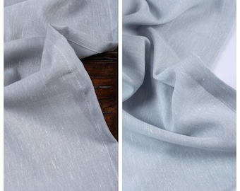 Plain Linen-Texture Sheer Fabric by Yard for Curtains, Swags, Window Scarves, Bed/Table Runners & Home Decor. Periwinkle Blue/ Gray