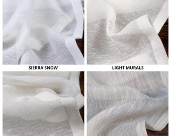 Plain Textured Sheer Fabric by Yard for Curtains, Valances, Swags, Window Scarfs, Bed/ Table Runners & Home Decor. White/ Cream