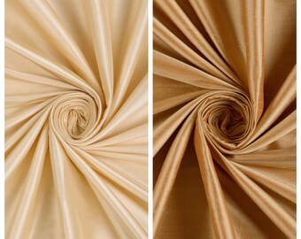 Shantung Silk Fabric Sample for Custom Curtains & Window Drapes. Mustard Gold/ Warm Ivory. Blackout Add-On for Bedroom/ Nursery.