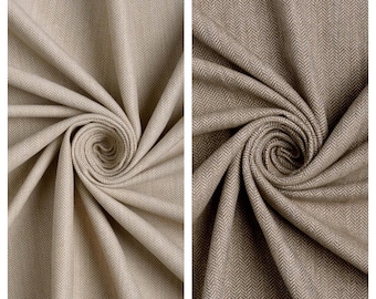 Herringbone Texture Fabric Sample for Custom Curtains & Window Drapes. Pale Brown/ Brown. Blackout Add-On for Bedroom/ Nursery.
