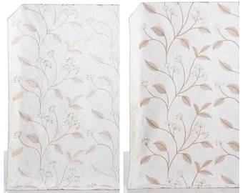 Custom Size Embroidered Roman Shades. Window Blinds for Living, Dining, Kitchen, Nursery, Bedroom, Office. Blackout Option. White/ Cream