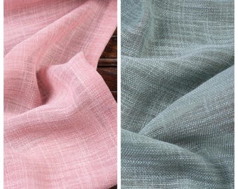 Plain Textured Sheer Fabric by Yard for Curtains, Valances, Swags, Window Scarfs, & Home Decor. Pink/ Gray-Blue