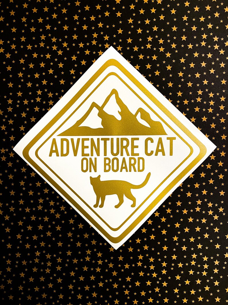 Adventure Cat on Board Vinyl Car Decal Mountain Version