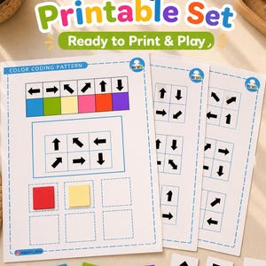 Juego imprimible de codificación de colores con flechas / Actividad para desarrollar la motricidad fina en niños (Descarga digital)