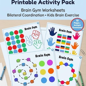 Preschool Fine Motor Skills Worksheets, Brain Gym Finger Games, Color Matching Printable (Digital PDF)