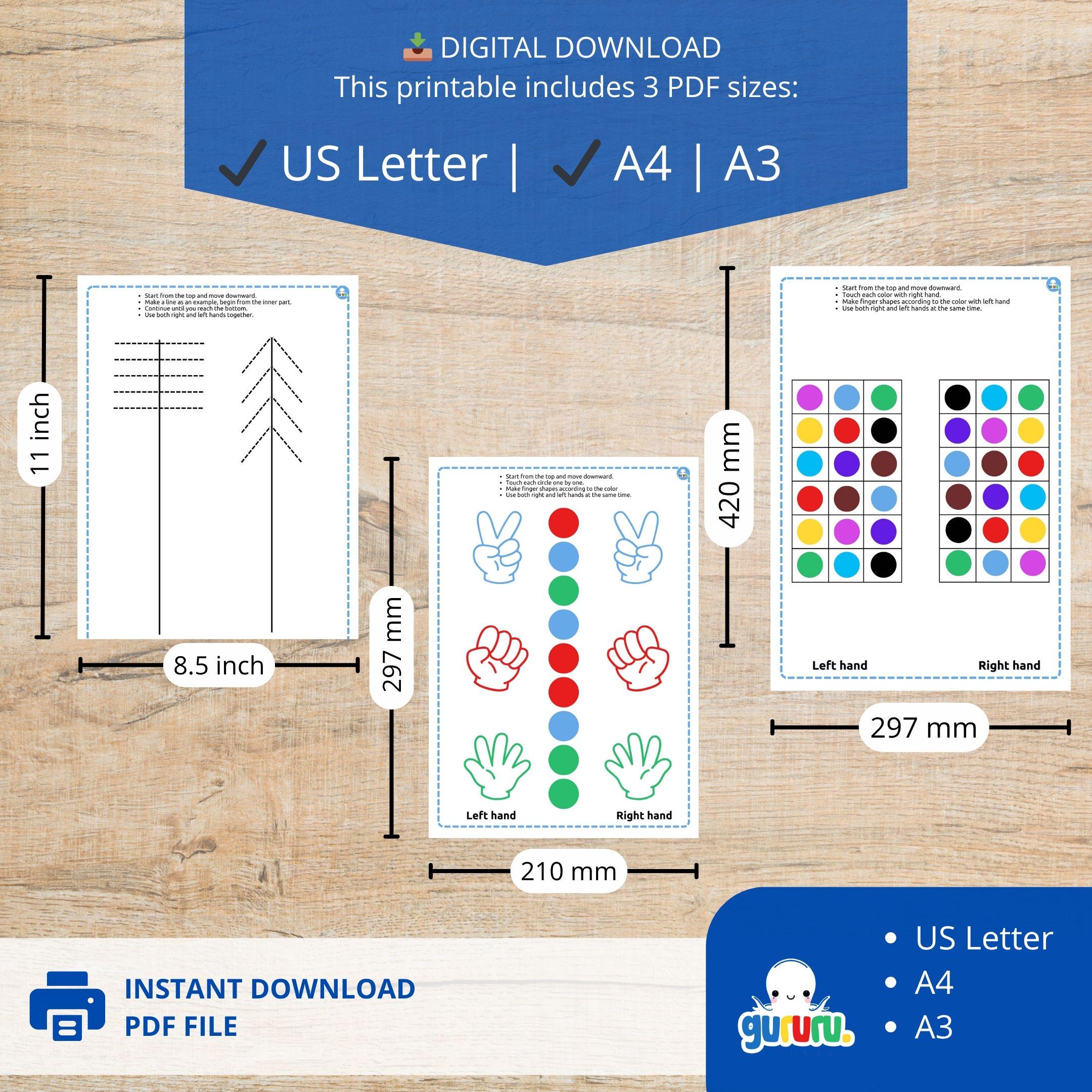 Color Brain Training Program Brain Gym Printable: Kids Color Recognition & Fine Motor Skills (PDF ...