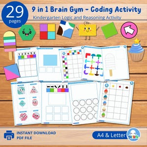 Brain Games & Logical Puzzles Bundle SET | 9 Templates 29 pages | Hand-Eye Coordination Exercise Worksheets For Kids | Bilateral Development