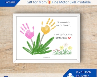 Empreinte artistique pour la fête des Mères : poème floral souvenir (téléchargement PDF)