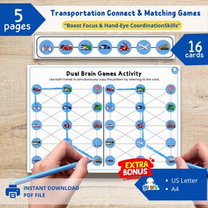Vehicles Hand Tracing Game: Fine Motor Skills Activity (A4/US Letter PDF) Ages 3-7