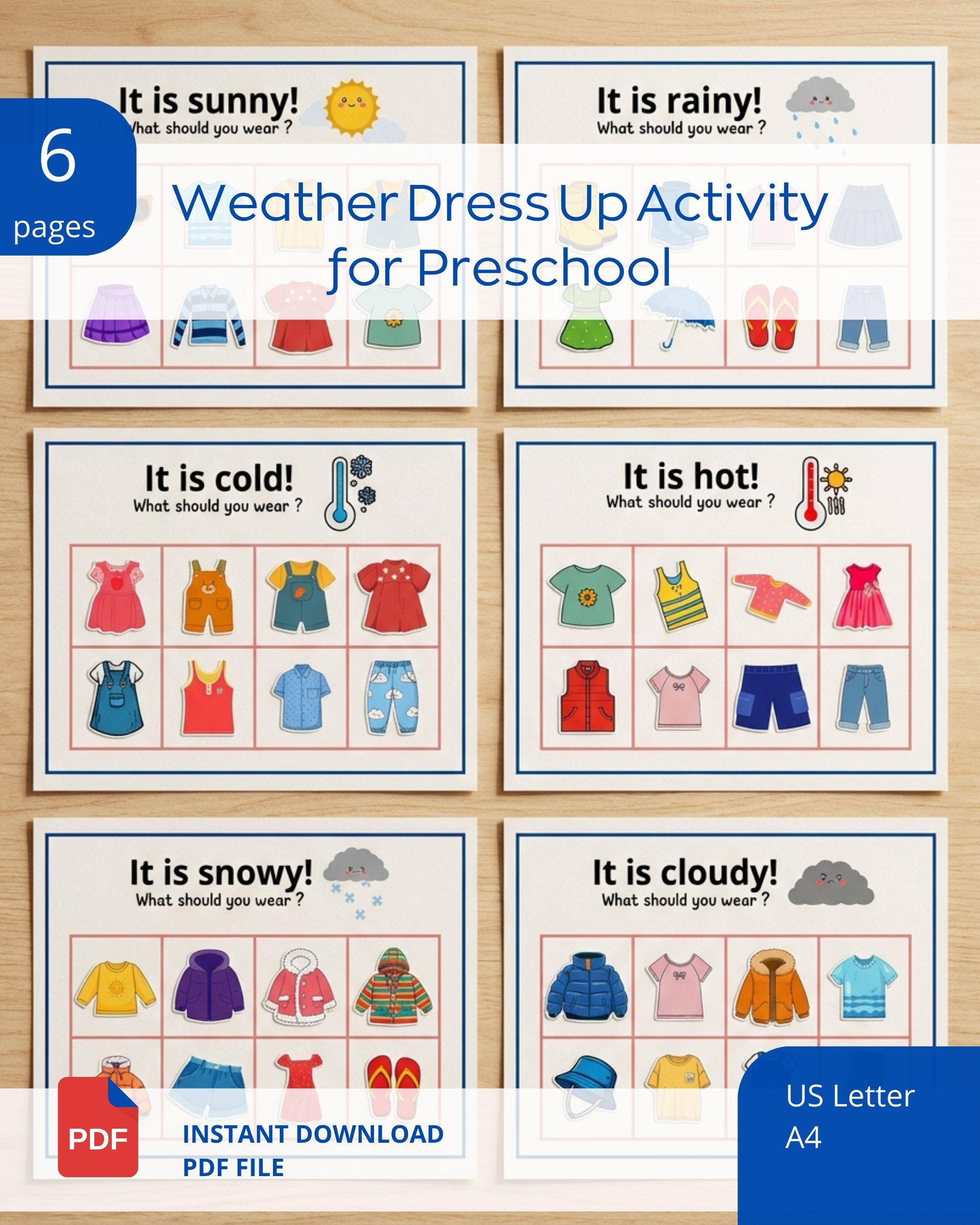 Weather Dress up Activity for Preschool | Four Seasons Sorting Kit ...