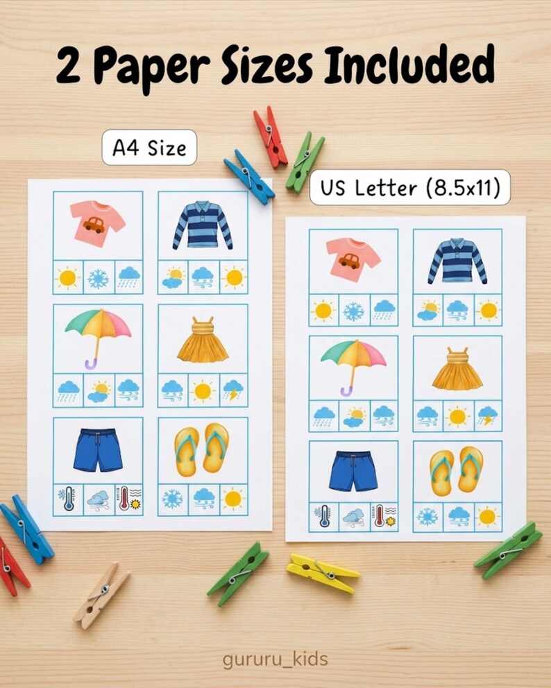 Weather Dress up Activity for Preschool | Four Seasons Sorting Kit ...