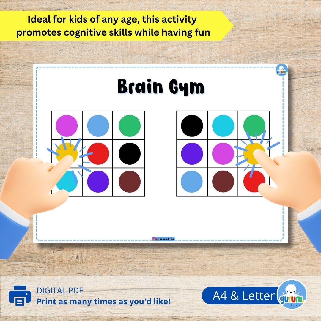 Brain Gym Printable Brain Games Training, Cognitives Fitness, Fine ...