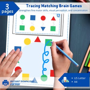Brain Gym Matching Game: Fine Motor Skills Activity (PDF Download A4/US Letter Size)