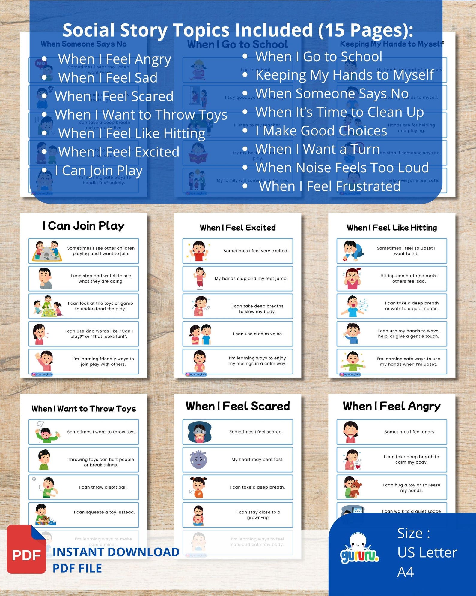 Autism Social Stories Visual Supports for Toddlers | Calm Down Behavior ...