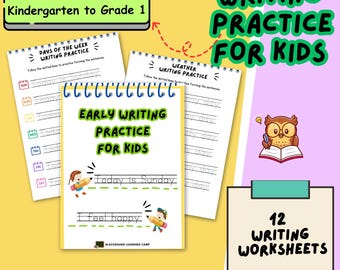 Sentence Writing Practice Worksheet – Kindergarten & Grade 1 (Digital Download)