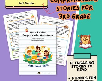 3rd Grade Reading Comprehension Stories Digital Worksheets | Creative Ending | Reading Activities | Reading Fluency Worksheets