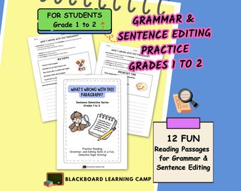 Grade 1 Grade 2 Grammar & Sentence Writing for Kids | Editing Practice | Sentence Detectives #1 | Digital Prints| Creative Writing