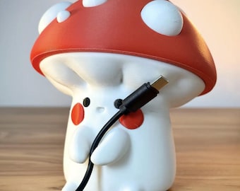 Kawaii Mushroom Cable Holder with Secret Stash Compartment