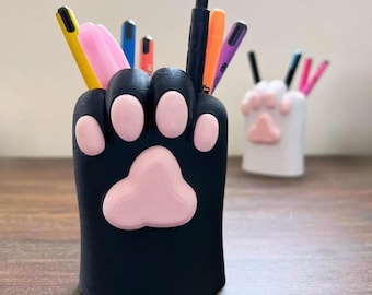 Adorable Kawaii Style Cat Paw Pen or Makeup Brush Holder | 3D Printed Desk Organizer