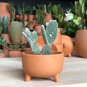 Terracotta Plant Pot, Modern Three-Leg Design, Handmade Clay Planter