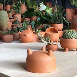 2 pièces ! Joli pot en terre cuite sur pieds, pot de cactus en terre cuite, pot en argile fait main, pot de plante succulente, pot de fleurs en céramique