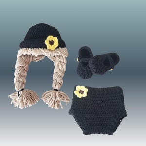 Little Darling Braids – Crochet Wig Hat & Diaper Set for Baby Girls, Baby Girl Wig Hat, Halloween baby costume