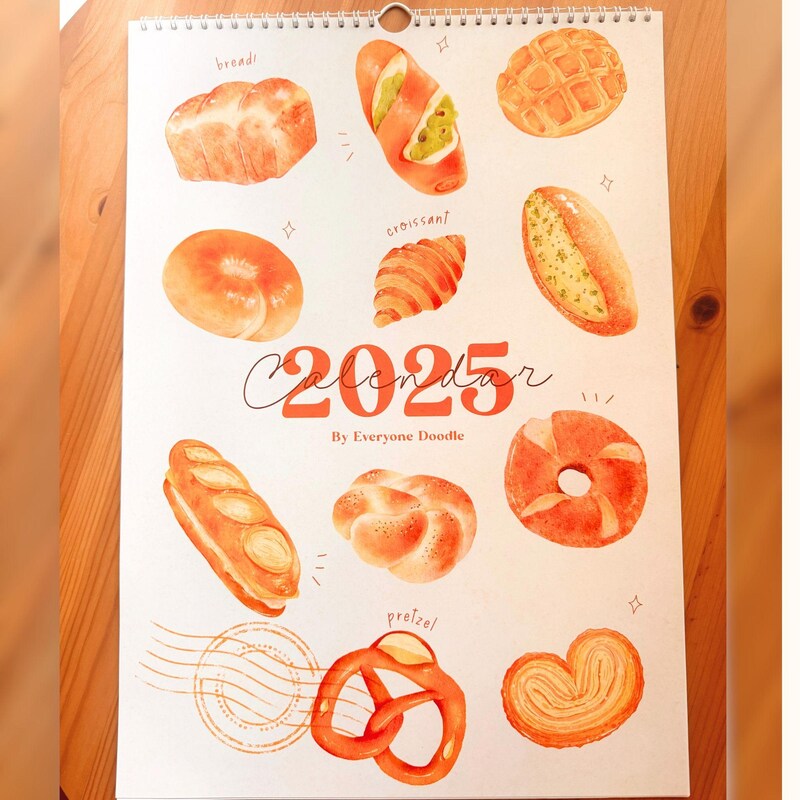 2025 Wall Calendar Bakery Etsy