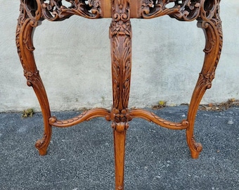 1930s Italian Hand Carved Walnut Center Lamp Table  Exquisite Antique Craftsman