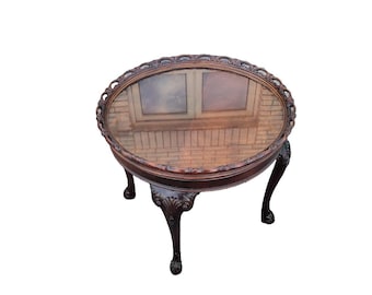 1930s Queen Anne Walnut Coffee Table -john stuart   Refurbished with Glass Top
