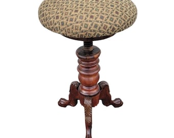 19th Century American Federal Mahogany Adjustable Piano Bench - Antique