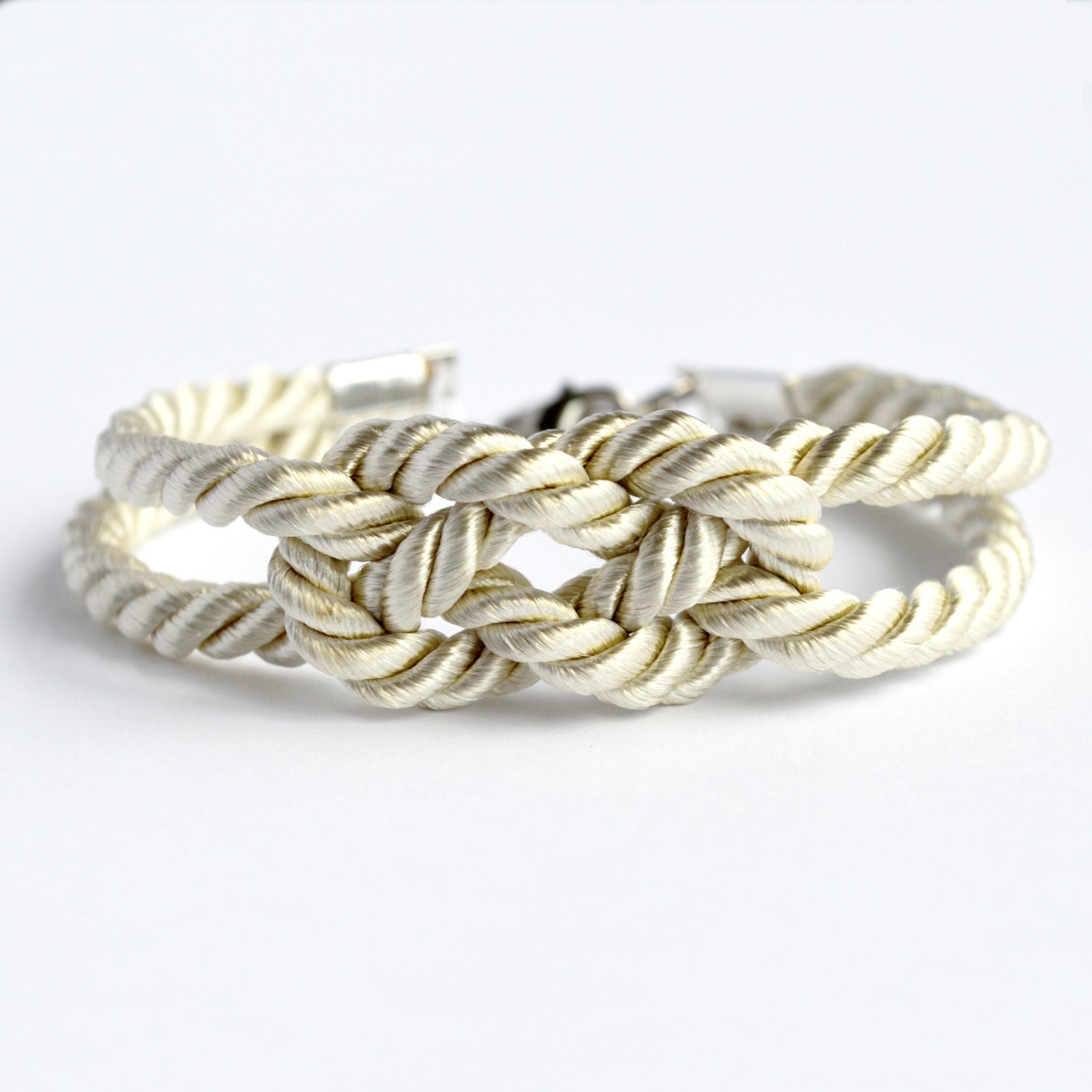 Shiny champagne double infinity knot nautical rope bracelet | Etsy