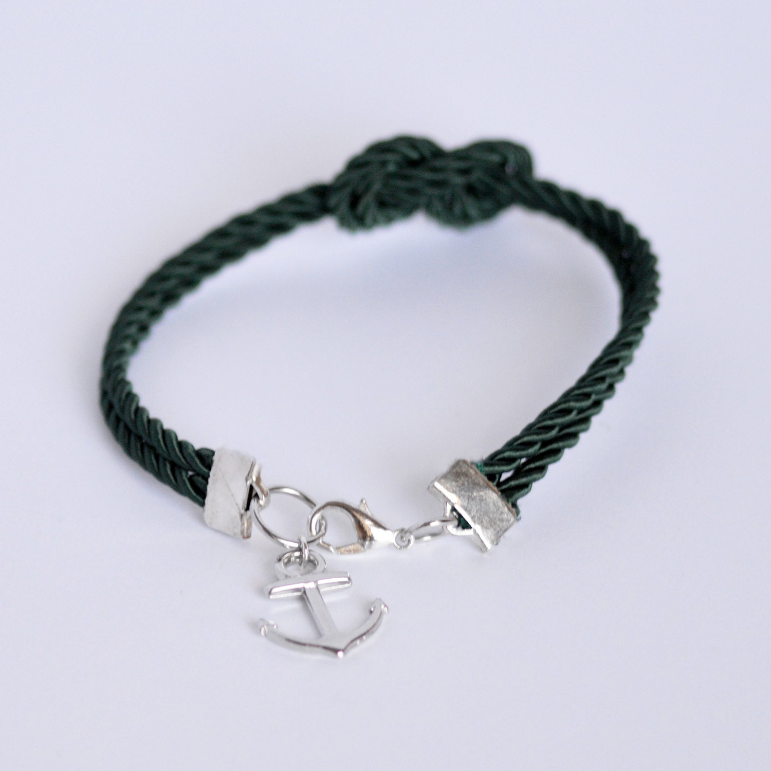 Dark hunter green infinity knot nautical rope bracelet with | Etsy