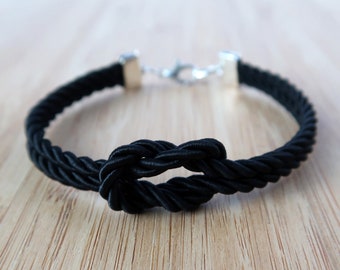 Nautical knotted rope bracelet in black