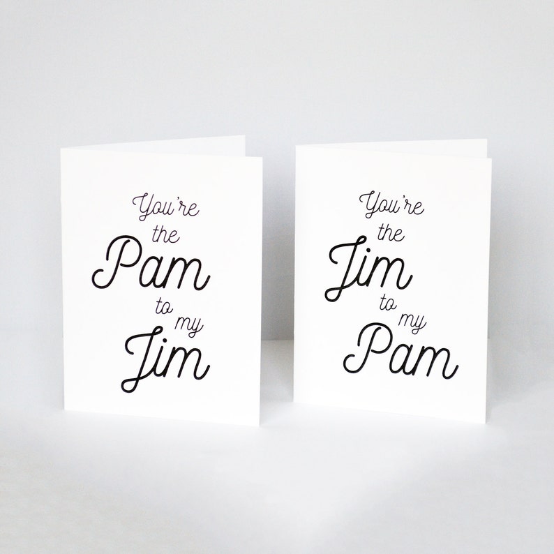 You're the Jim to My Pam Typography Quote Love Greeting Etsy