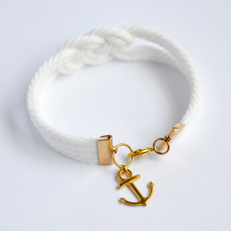 Matte White Double Infinity Knot Nautical Rope Bracelet With - Etsy