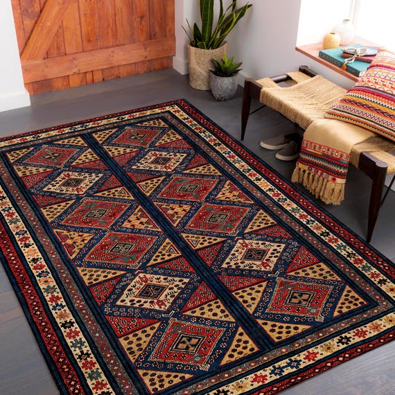 トルコ　絨毯　織物ウール製幾何学模様ラグ 94x66cm 楽天市場】トルコ絨毯 オールドカーペット154×115cmミフラープ