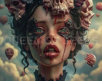 Art sombre Art de l'horreur Art gothique Art effrayant Art effrayant Art d'Halloween Art occulte Art de la tête de mort Art fantastique Art de la sorcière Art effrayant Art du squelette HS 20