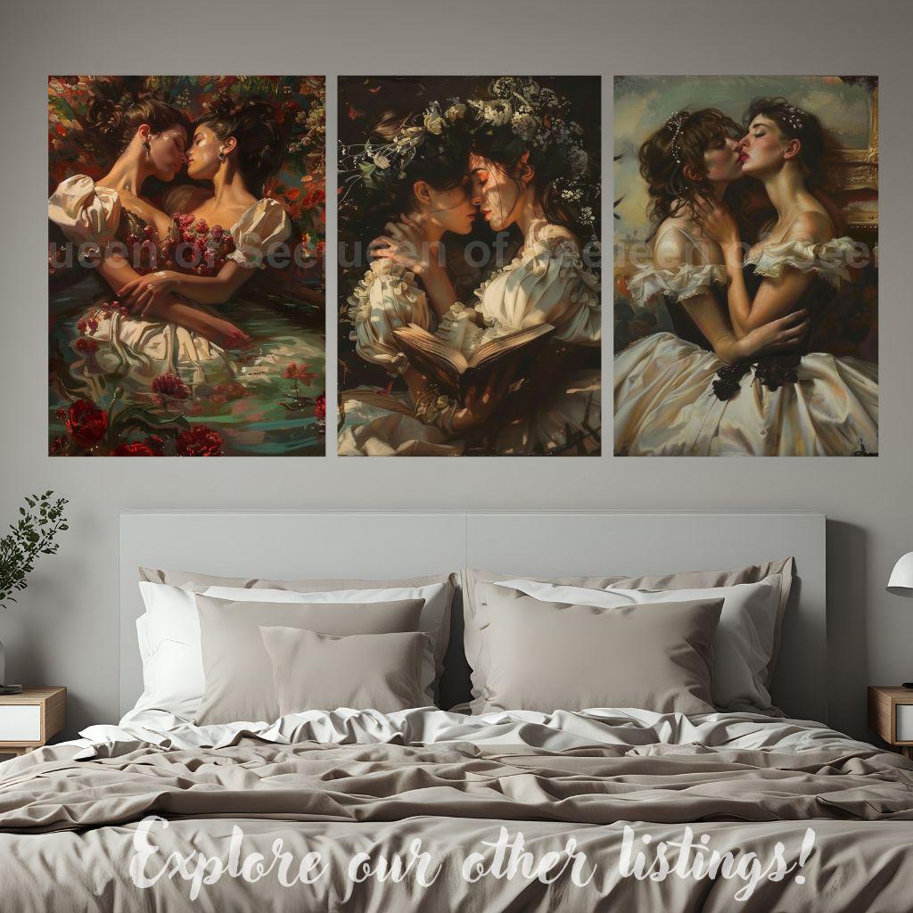 Lesbian Art LGBTQ Art Erotic Art Lesbian Couple Lesbian Gifts WLW