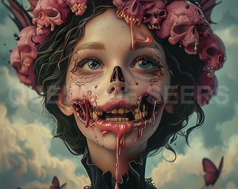 Art sombre Art de l'horreur Art gothique Art effrayant Art effrayant Art d'Halloween Art occulte Art de la tête de mort Art fantastique Art de la sorcière Art effrayant Art du squelette HS 18